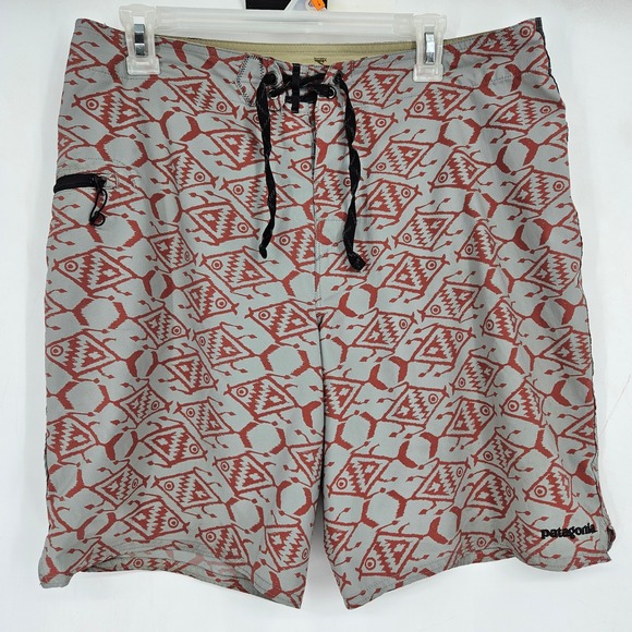 Patagonia Other - Patagonia Board Shorts Mens Sz 36 Swim Trunks Drawstring Gray Red Summer Beach